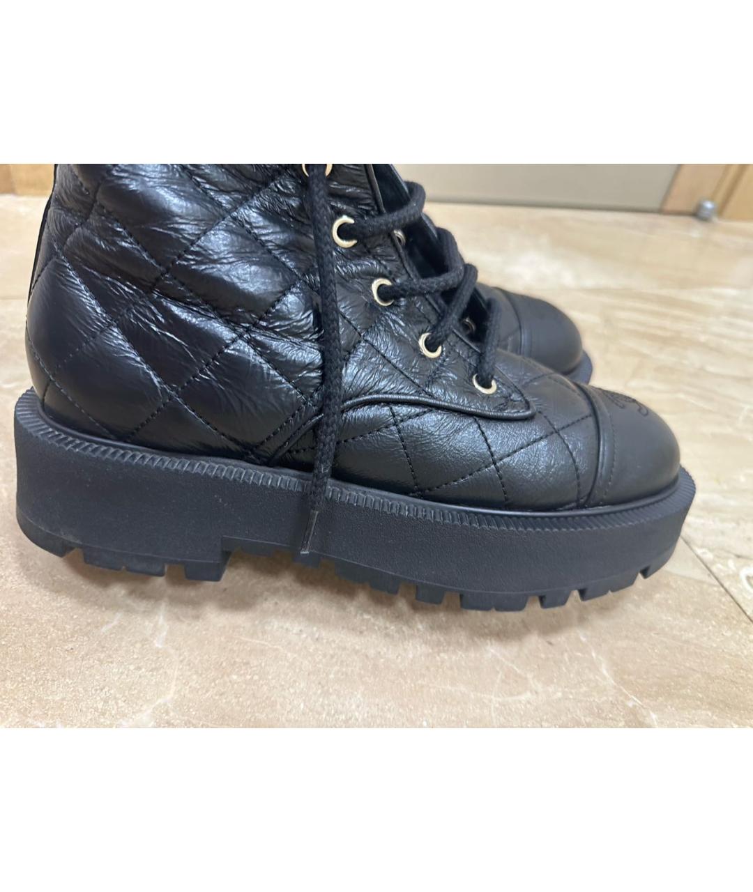 CHANEL Черные кожаные ботинки, фото 5