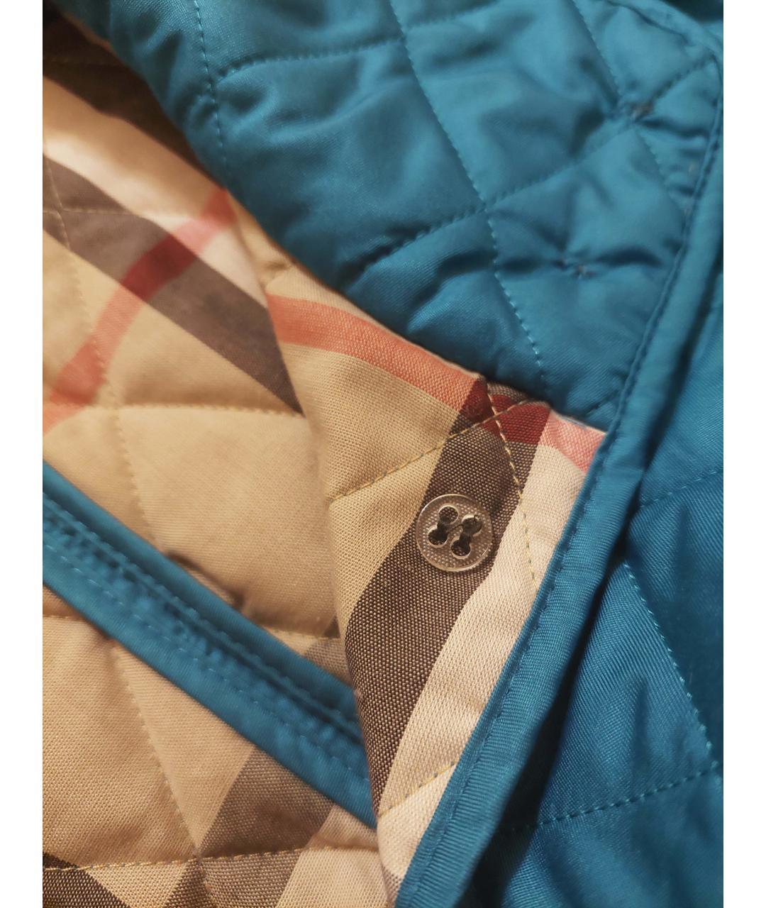 BURBERRY Бирюзовая полиэстеровая куртка, фото 9