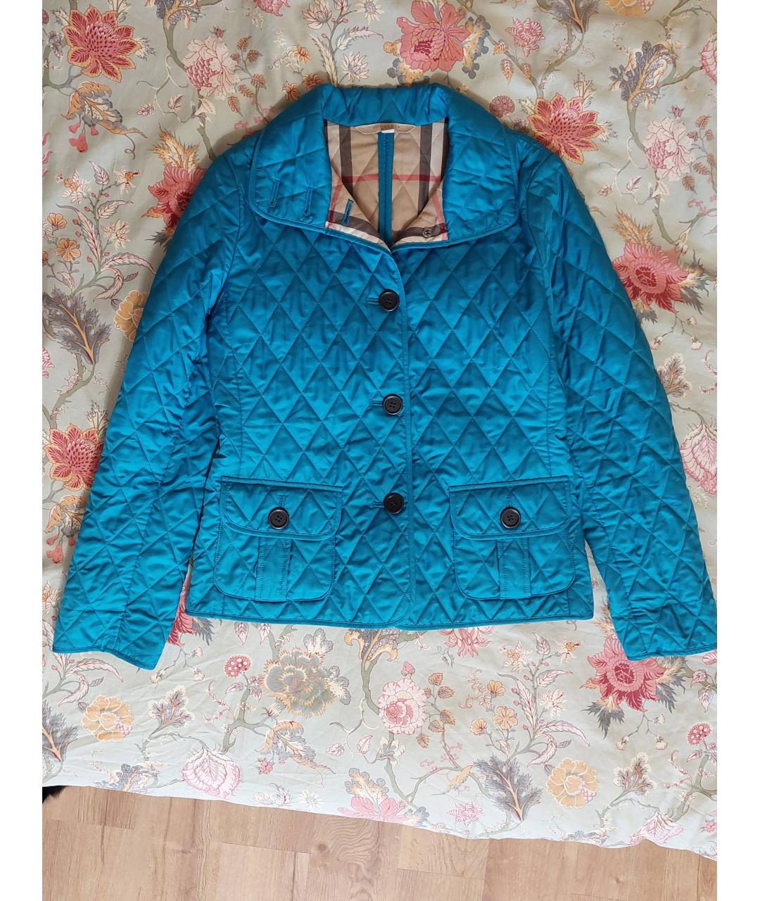 BURBERRY Бирюзовая полиэстеровая куртка, фото 10