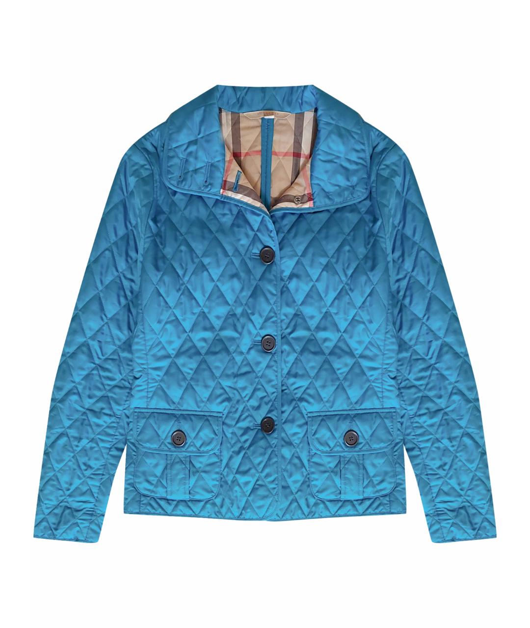 BURBERRY Бирюзовая полиэстеровая куртка, фото 1