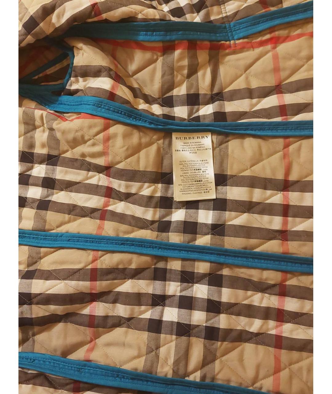 BURBERRY Бирюзовая полиэстеровая куртка, фото 4