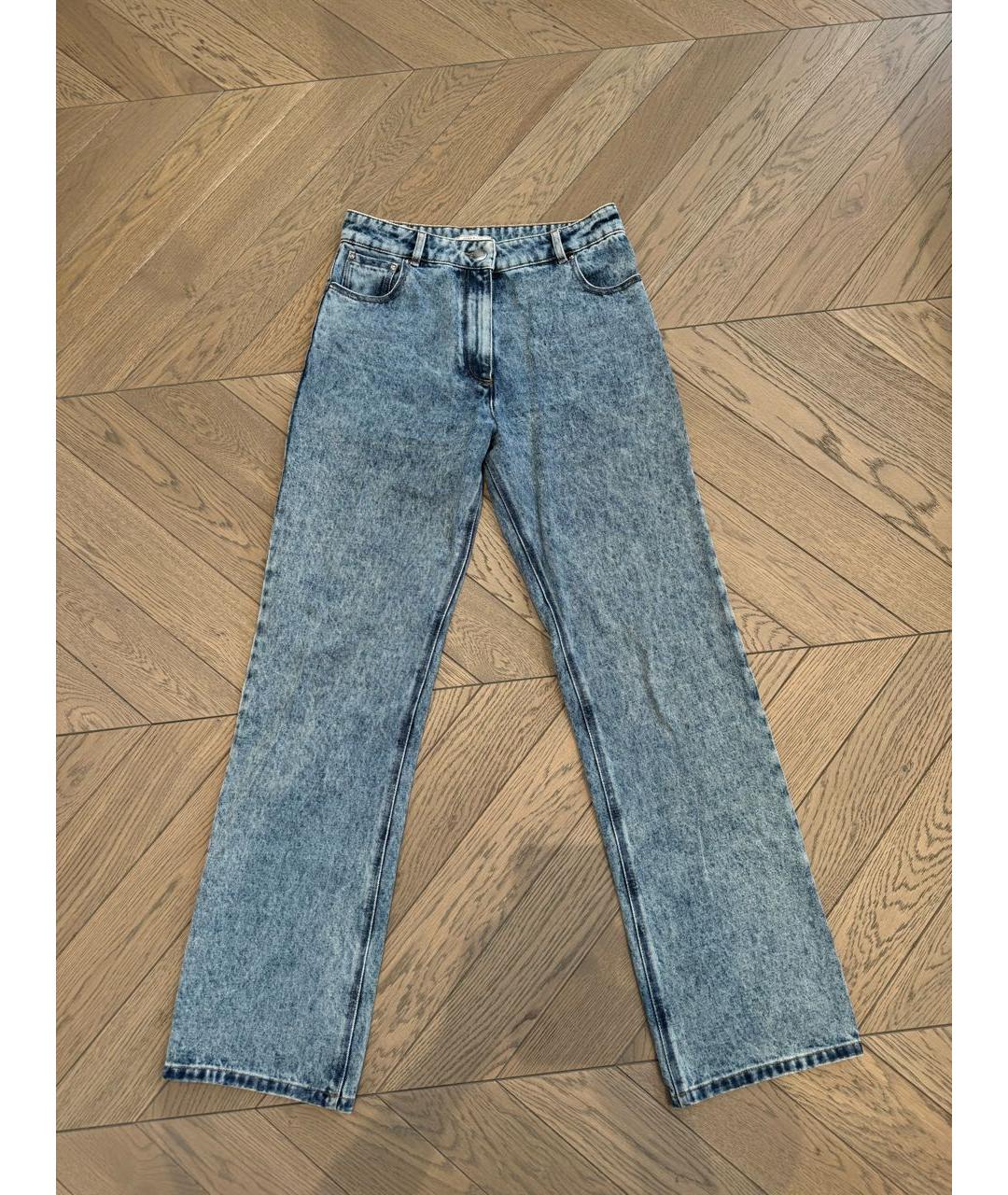 NINA RICCI Голубые хлопковые прямые джинсы, фото 3