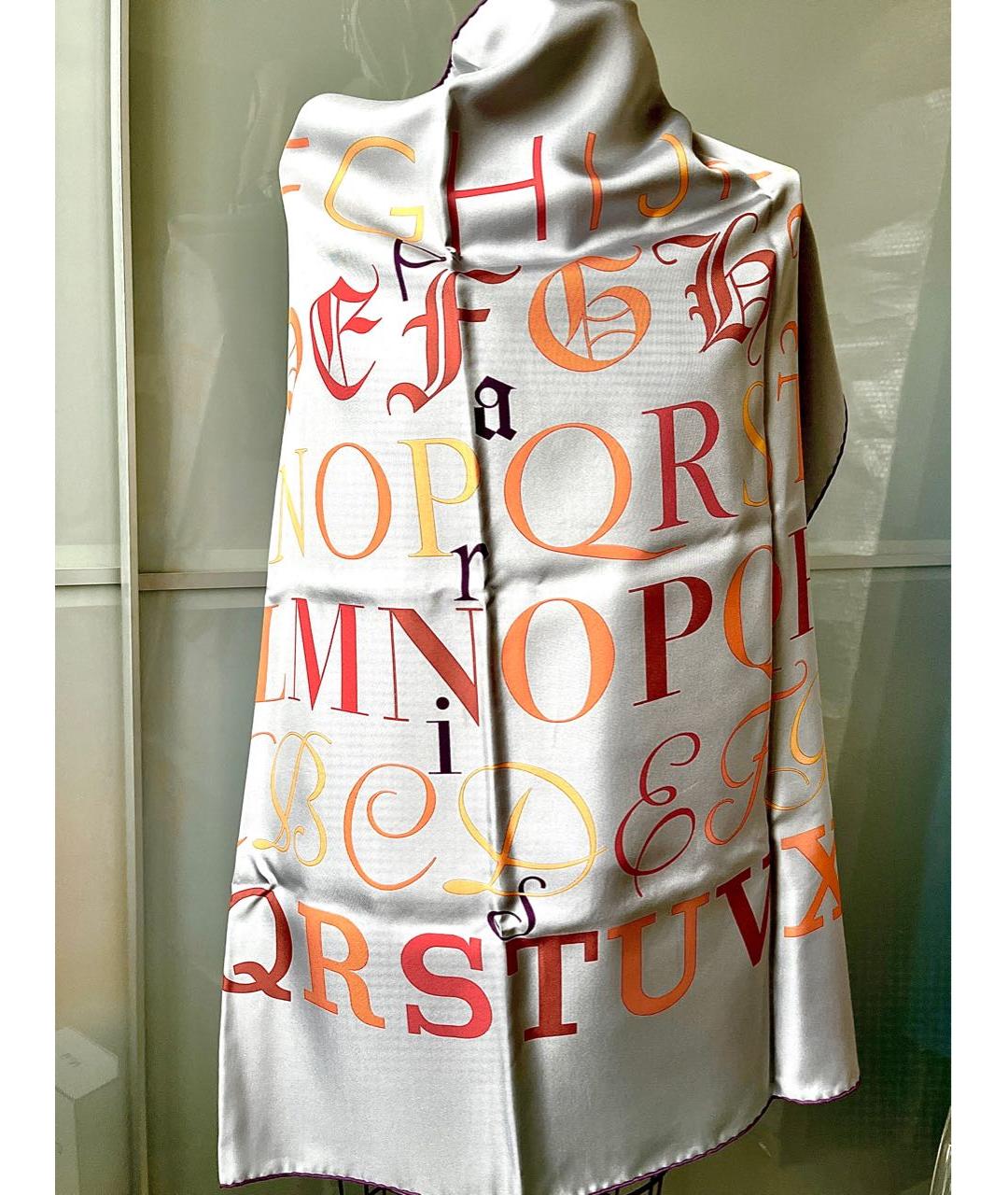 HERMES Фиолетовый шелковый платок, фото 4