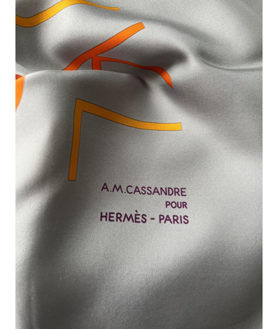 HERMES Фиолетовый шелковый платок, фото 2