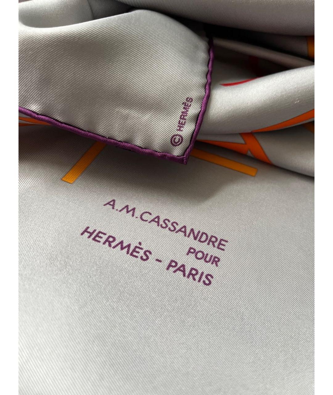 HERMES Фиолетовый шелковый платок, фото 7