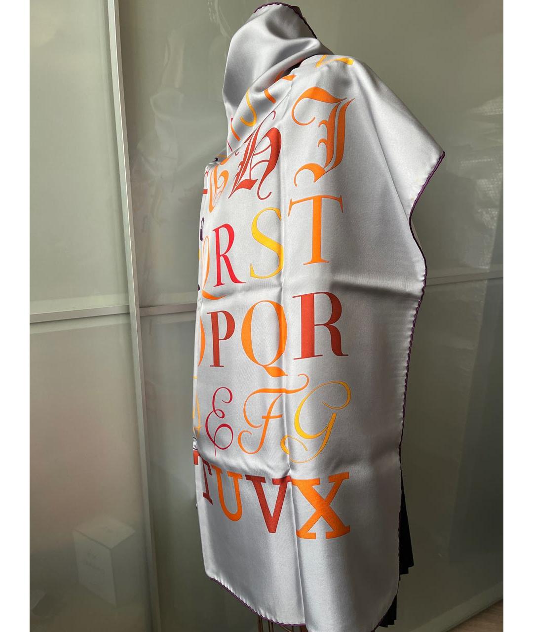 HERMES Фиолетовый шелковый платок, фото 8