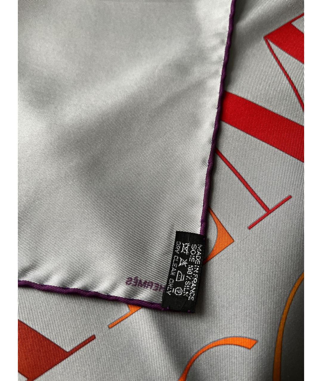 HERMES Фиолетовый шелковый платок, фото 3