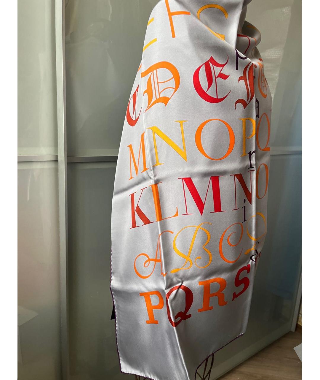 HERMES Фиолетовый шелковый платок, фото 5