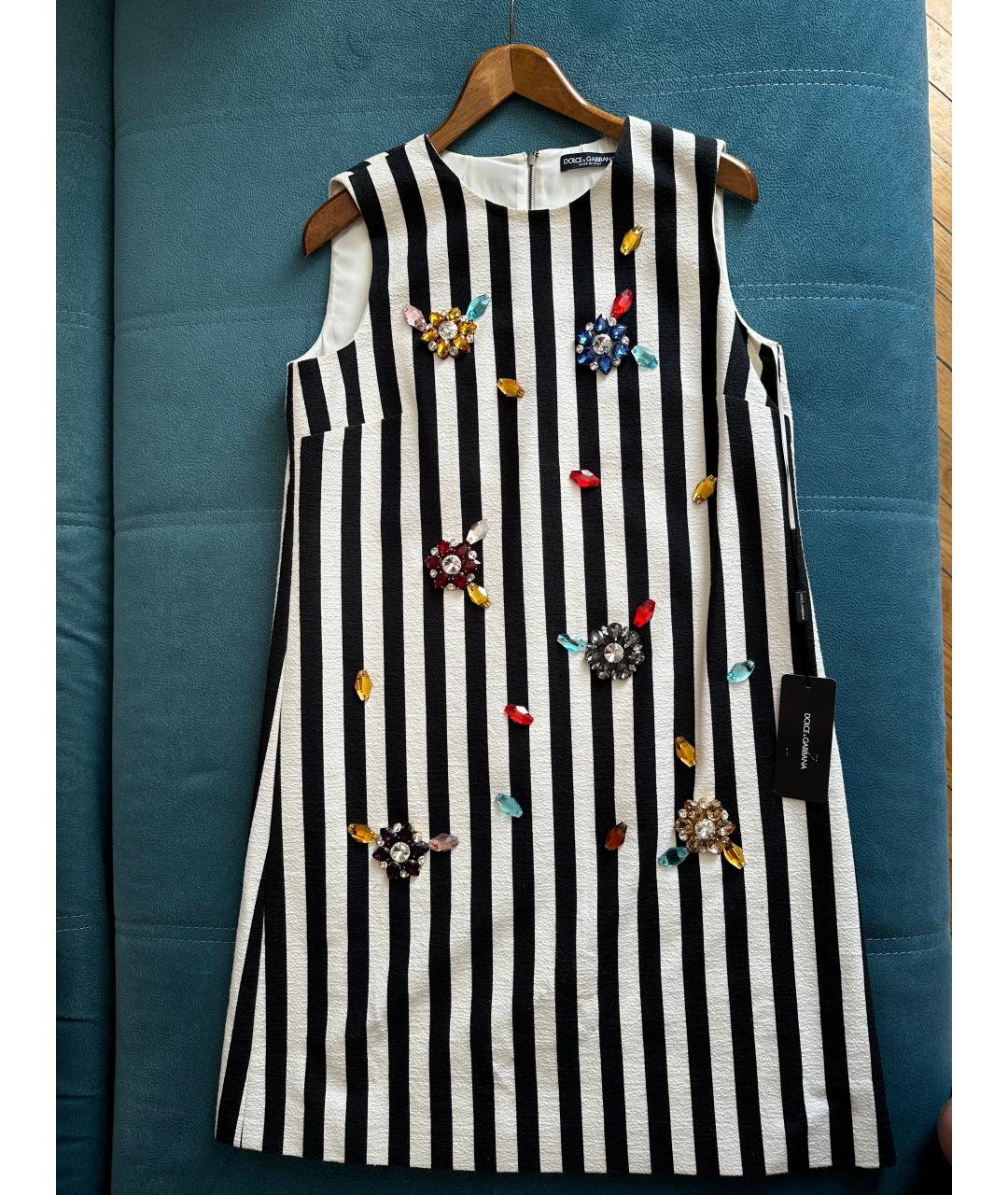 DOLCE&GABBANA Белое хлопковое повседневное платье, фото 4