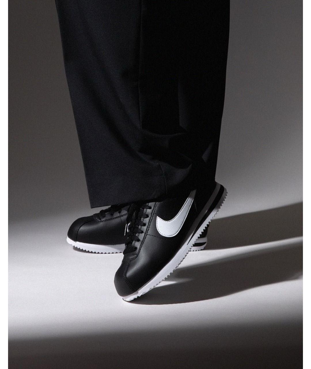 NIKE Черные кожаные низкие кроссовки / кеды, фото 6