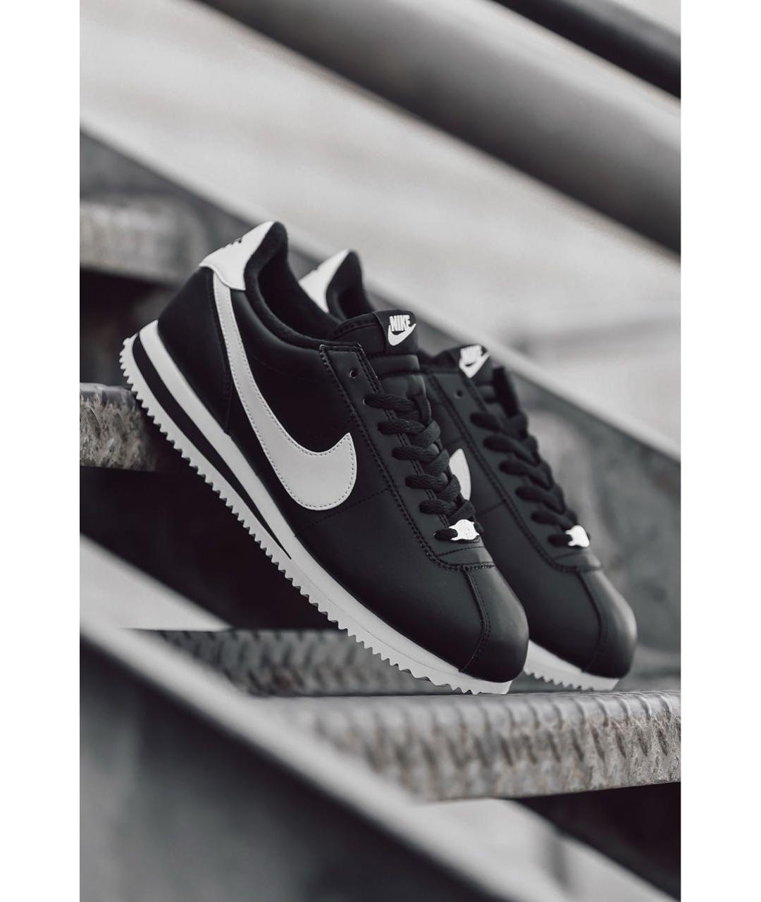 NIKE Черные кожаные низкие кроссовки / кеды, фото 5
