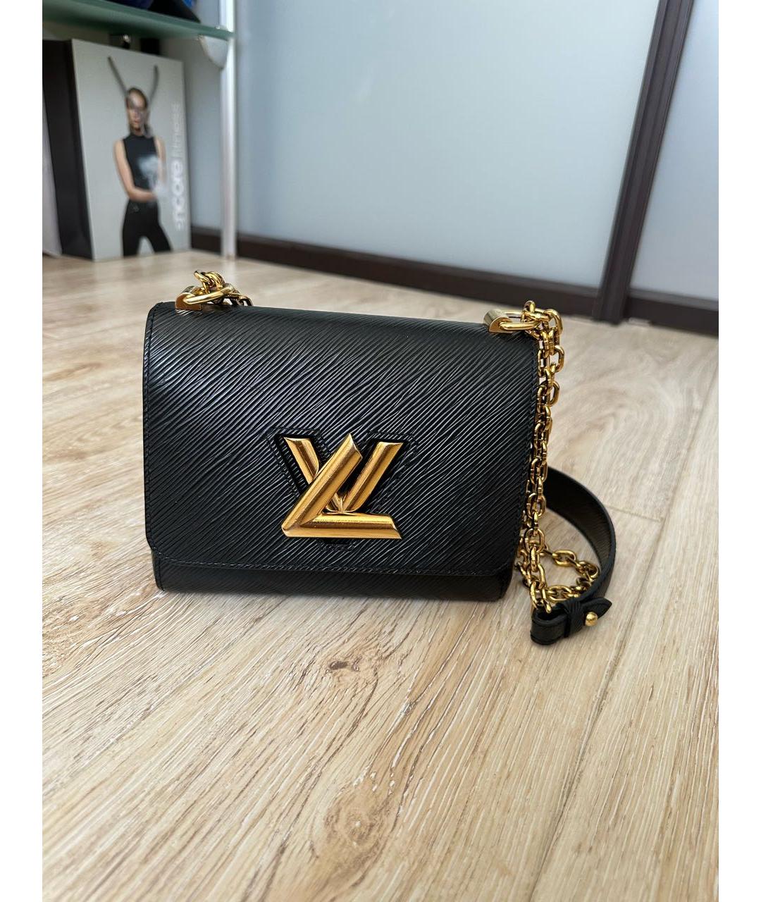 LOUIS VUITTON Черная кожаная сумка через плечо, фото 5