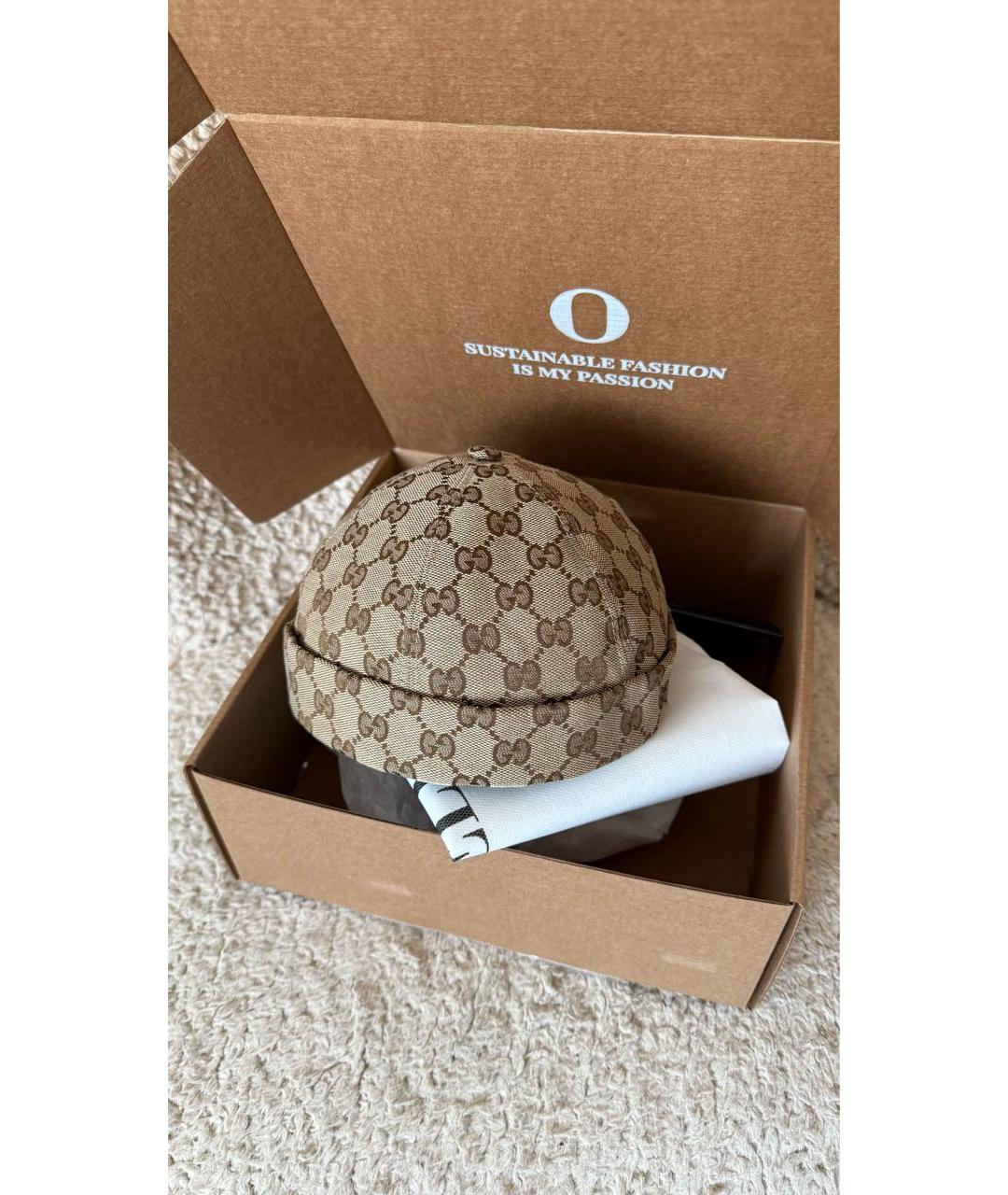 GUCCI Бежевая хлопковая кепка, фото 9