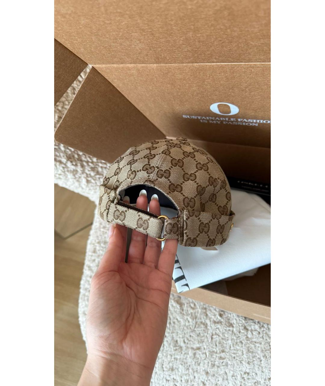 GUCCI Бежевая хлопковая кепка, фото 4