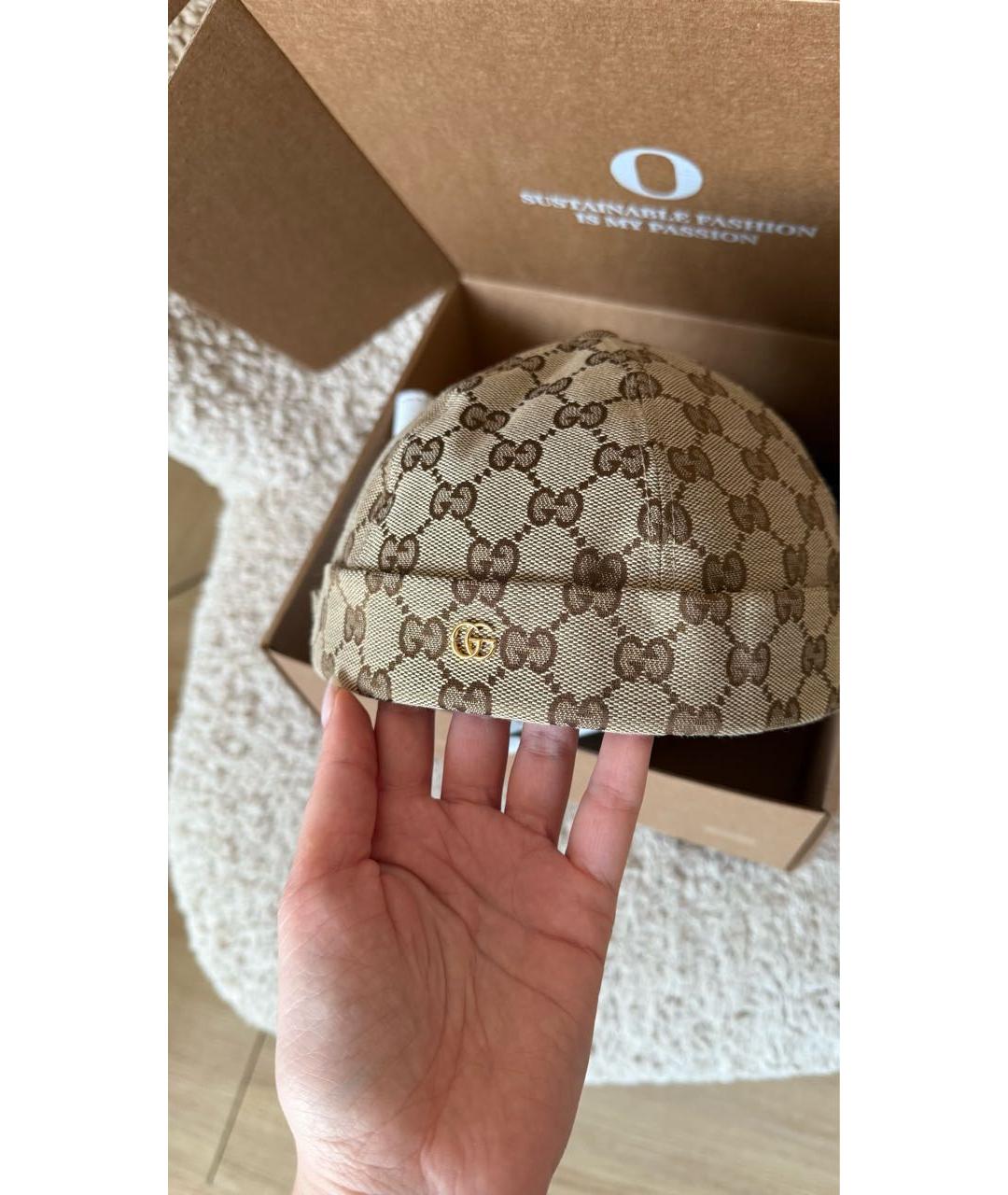 GUCCI Бежевая хлопковая кепка, фото 3