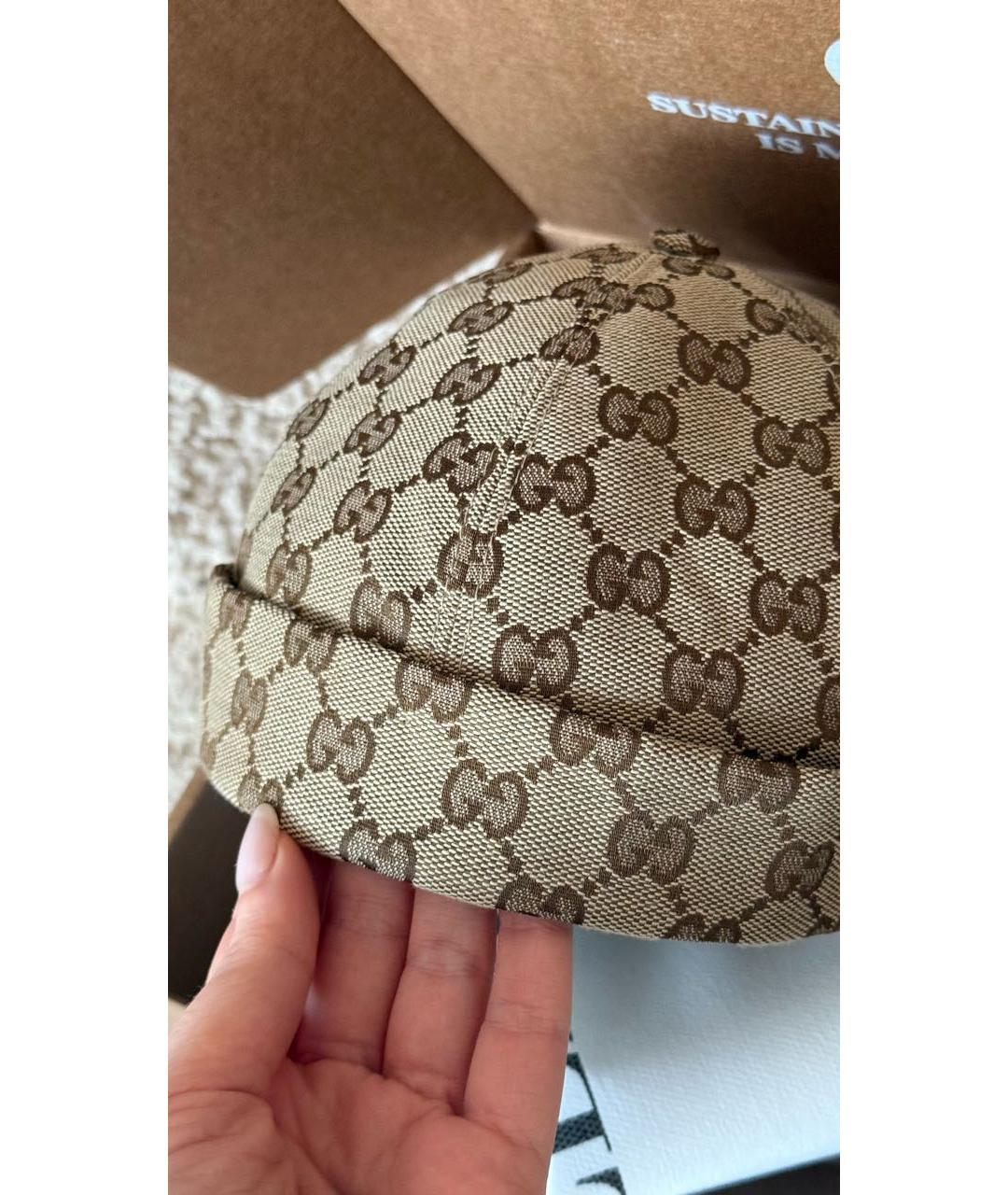 GUCCI Бежевая хлопковая кепка, фото 5