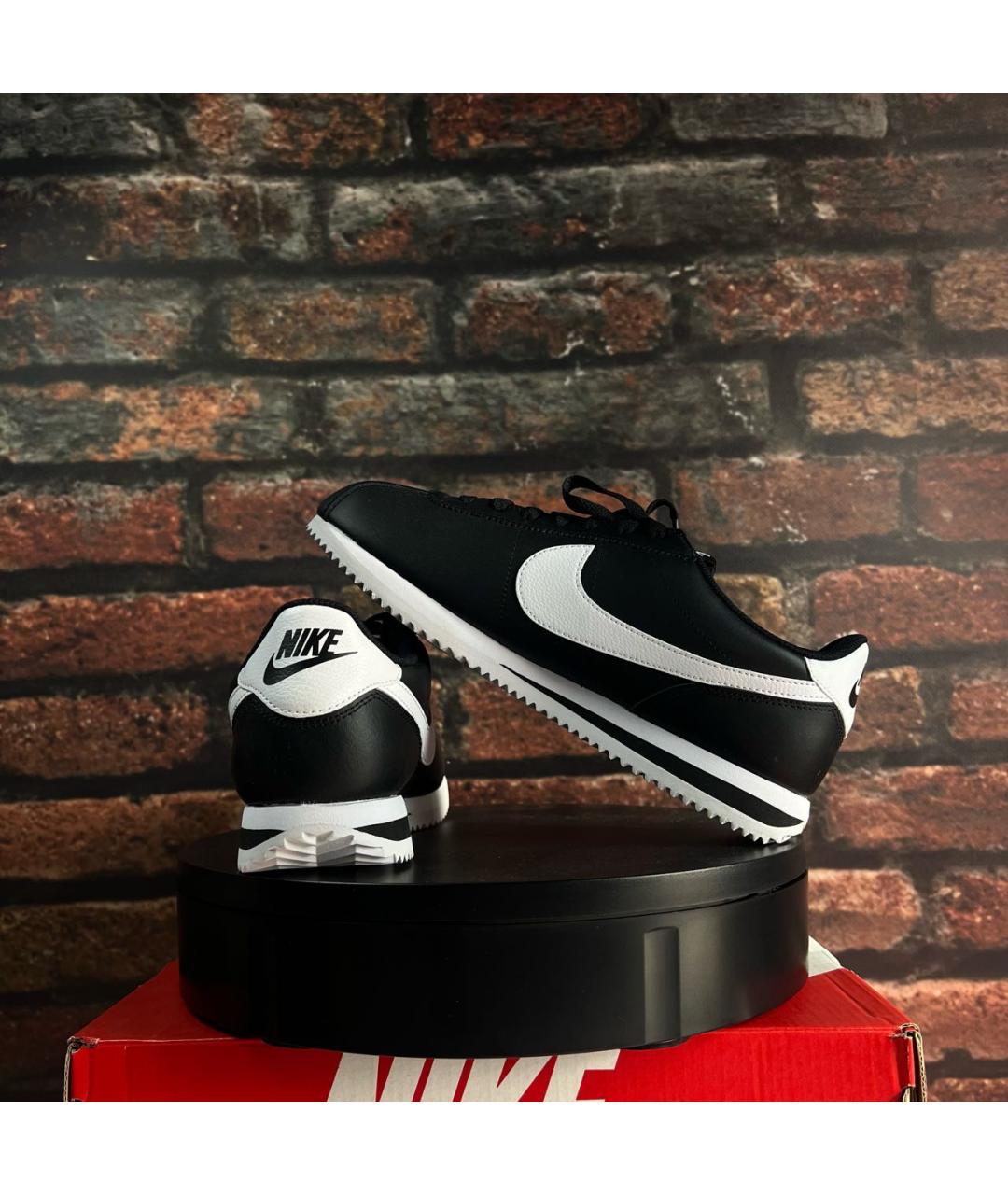 NIKE Черные низкие кроссовки / кеды из искусственной кожи, фото 3