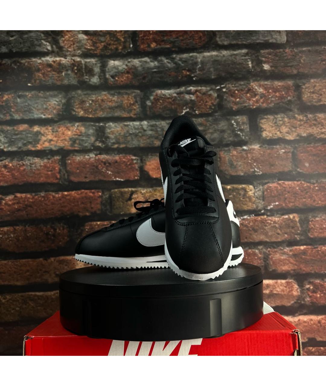 NIKE Черные низкие кроссовки / кеды из искусственной кожи, фото 2