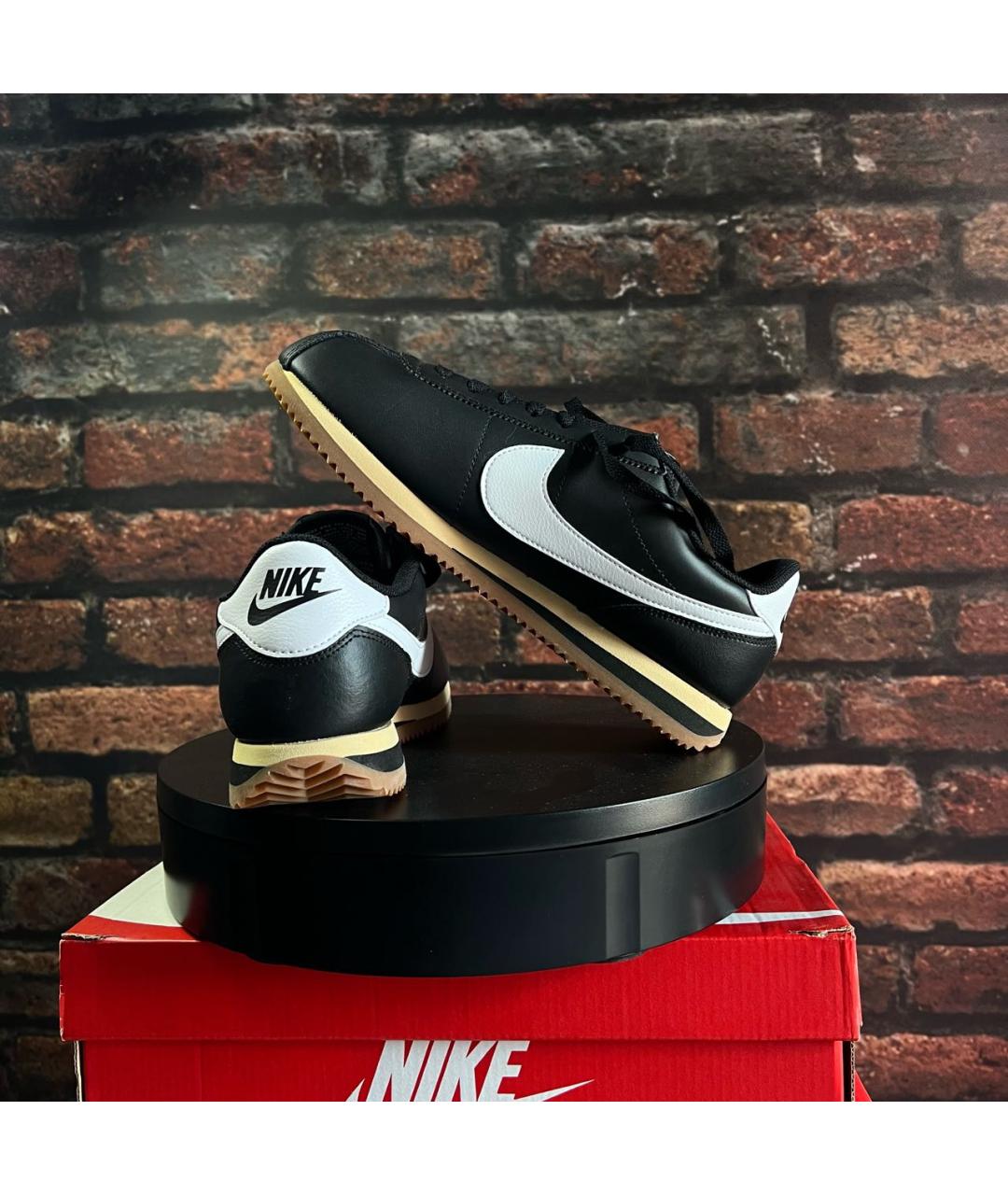 NIKE Черные низкие кроссовки / кеды из искусственной кожи, фото 3