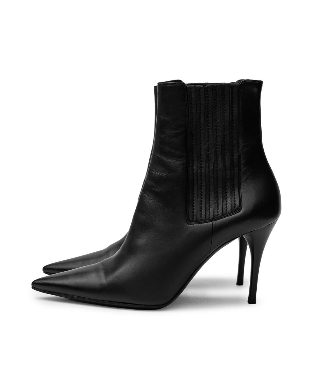 SAINT LAURENT Черные кожаные ботильоны, фото 2
