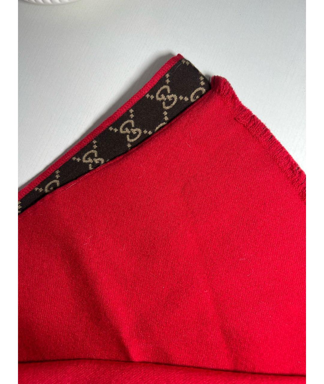 GUCCI Коричневый шерстяной шарф, фото 4