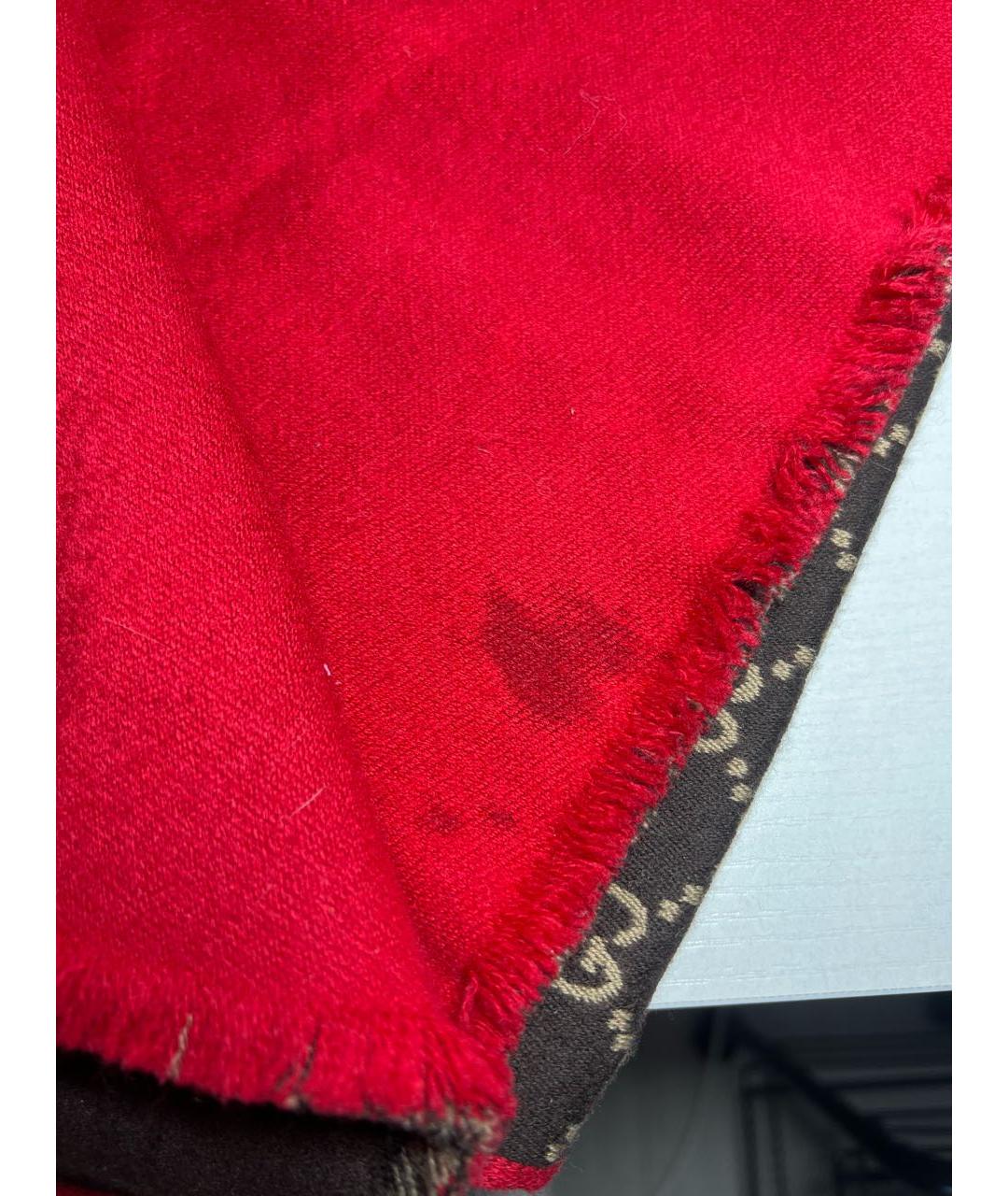 GUCCI Коричневый шерстяной шарф, фото 5