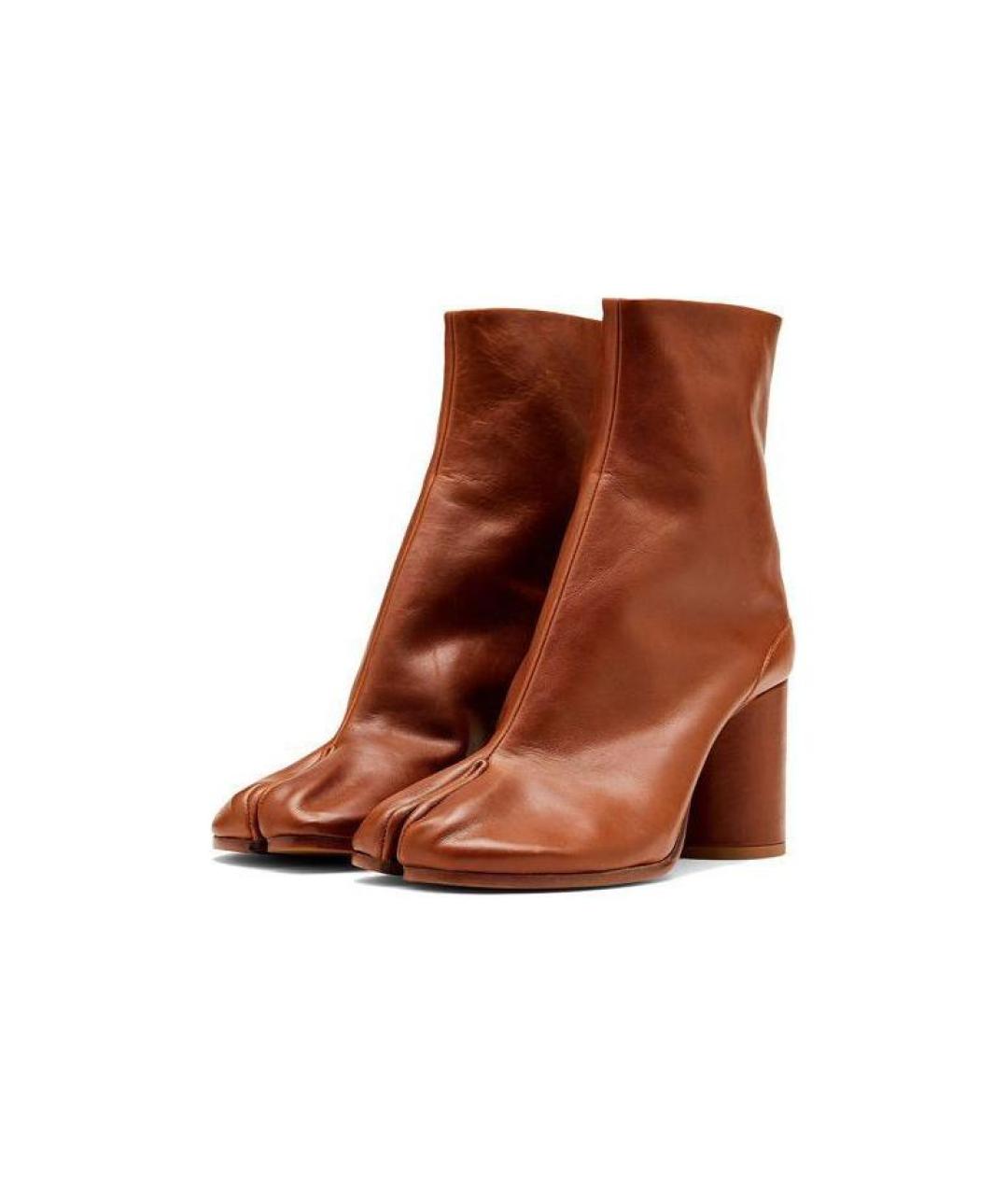 MAISON MARGIELA Коричневые кожаные ботильоны, фото 3