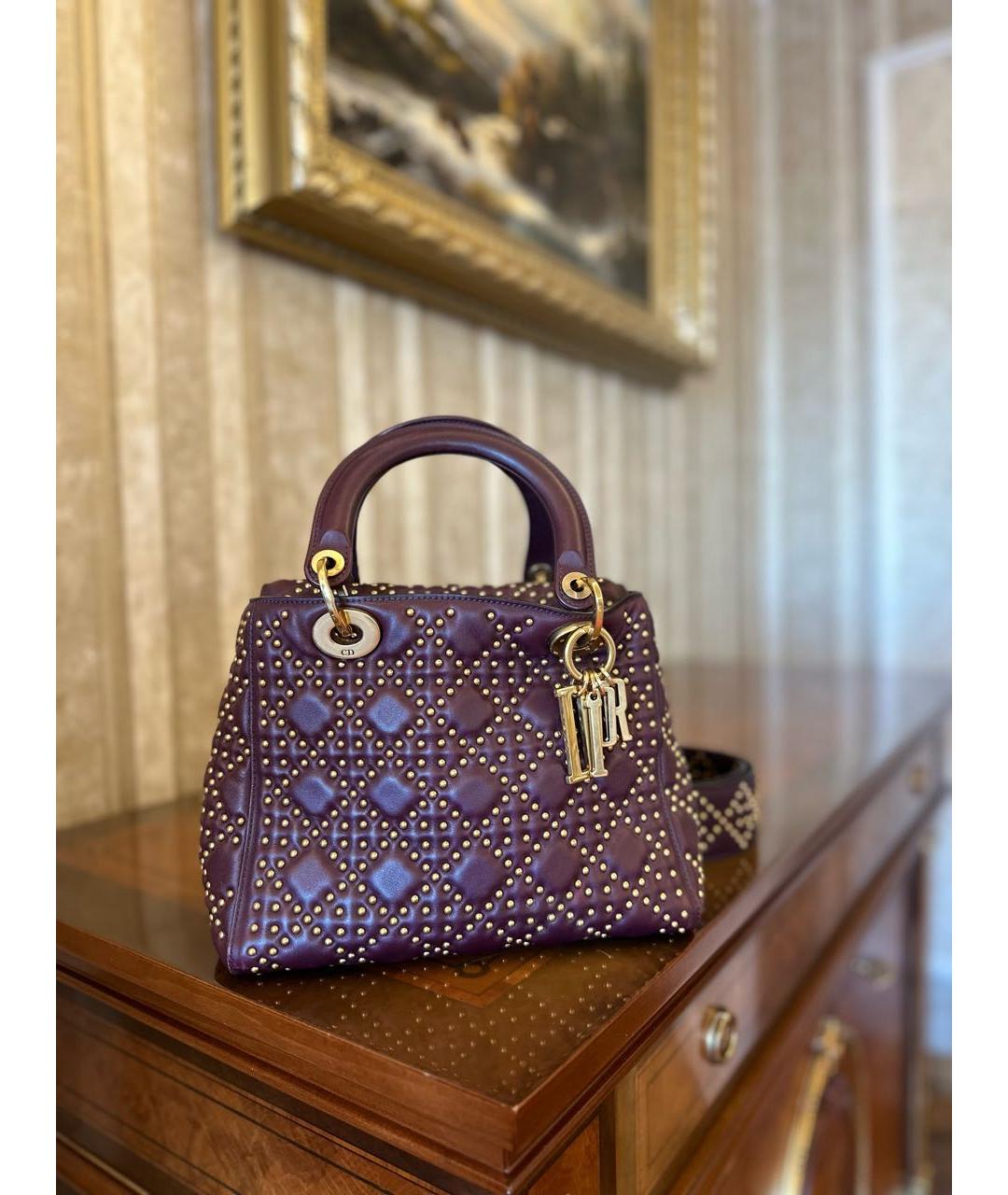 CHRISTIAN DIOR Бордовая кожаная сумка с короткими ручками, фото 3