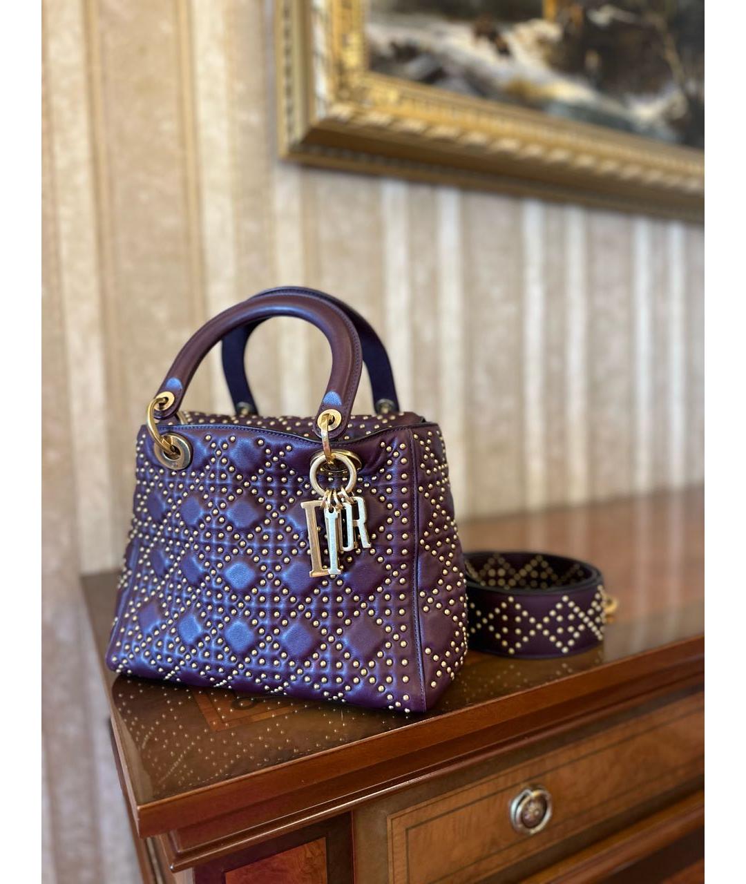 CHRISTIAN DIOR Бордовая кожаная сумка с короткими ручками, фото 4