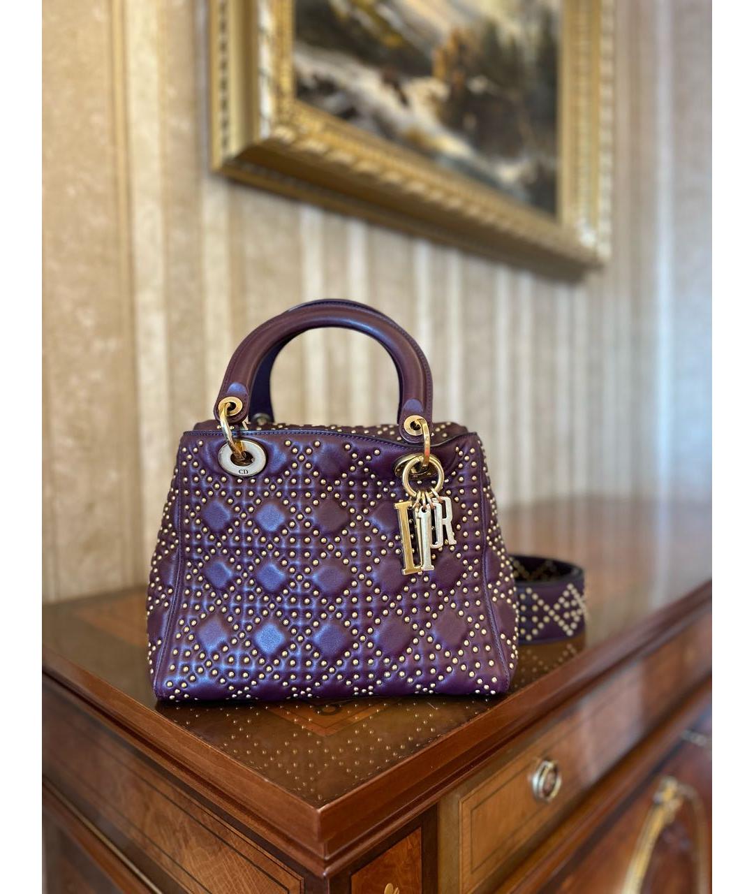 CHRISTIAN DIOR Бордовая кожаная сумка с короткими ручками, фото 2