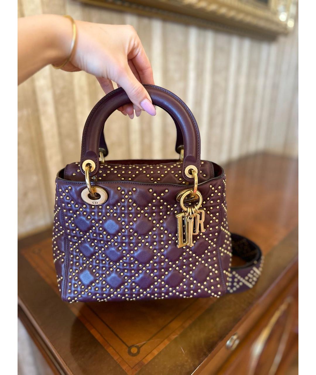 CHRISTIAN DIOR Бордовая кожаная сумка с короткими ручками, фото 6