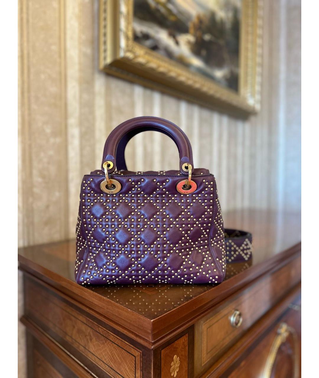CHRISTIAN DIOR Бордовая кожаная сумка с короткими ручками, фото 7