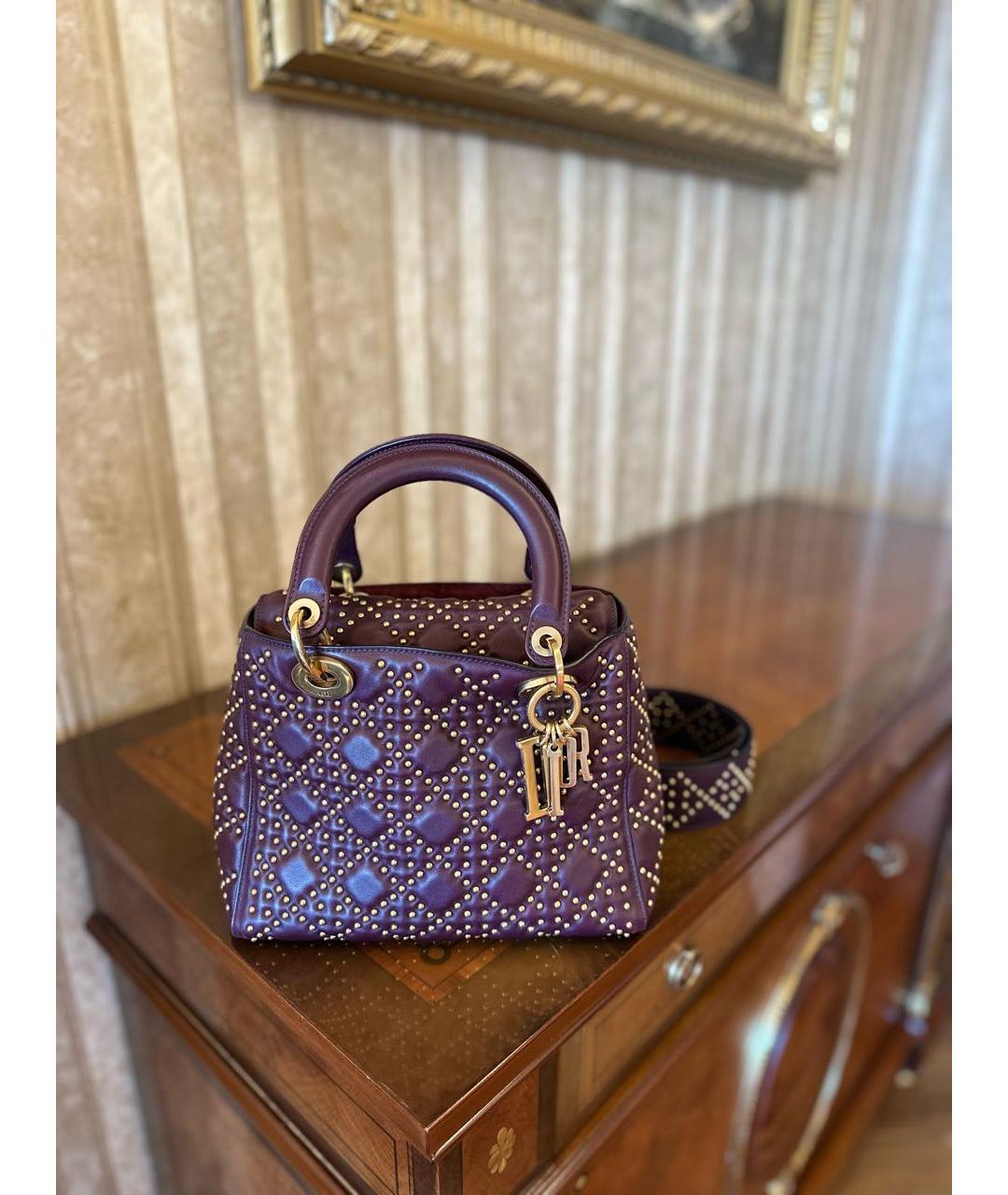 CHRISTIAN DIOR Бордовая кожаная сумка с короткими ручками, фото 5