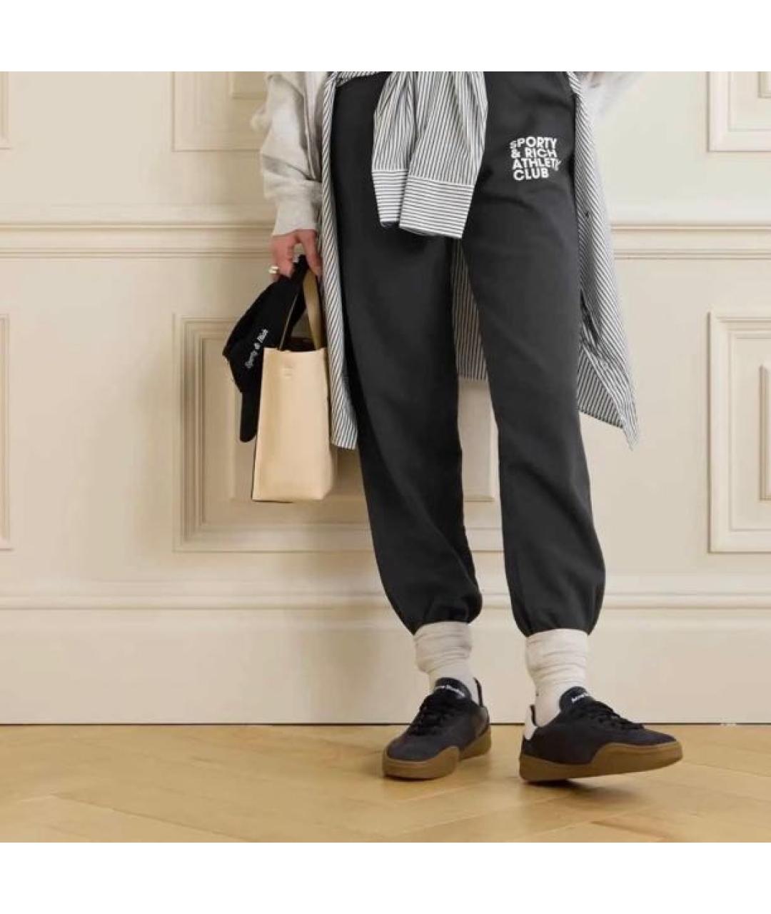 SPORTY AND RICH Черные хлопковые спортивные брюки и шорты, фото 8