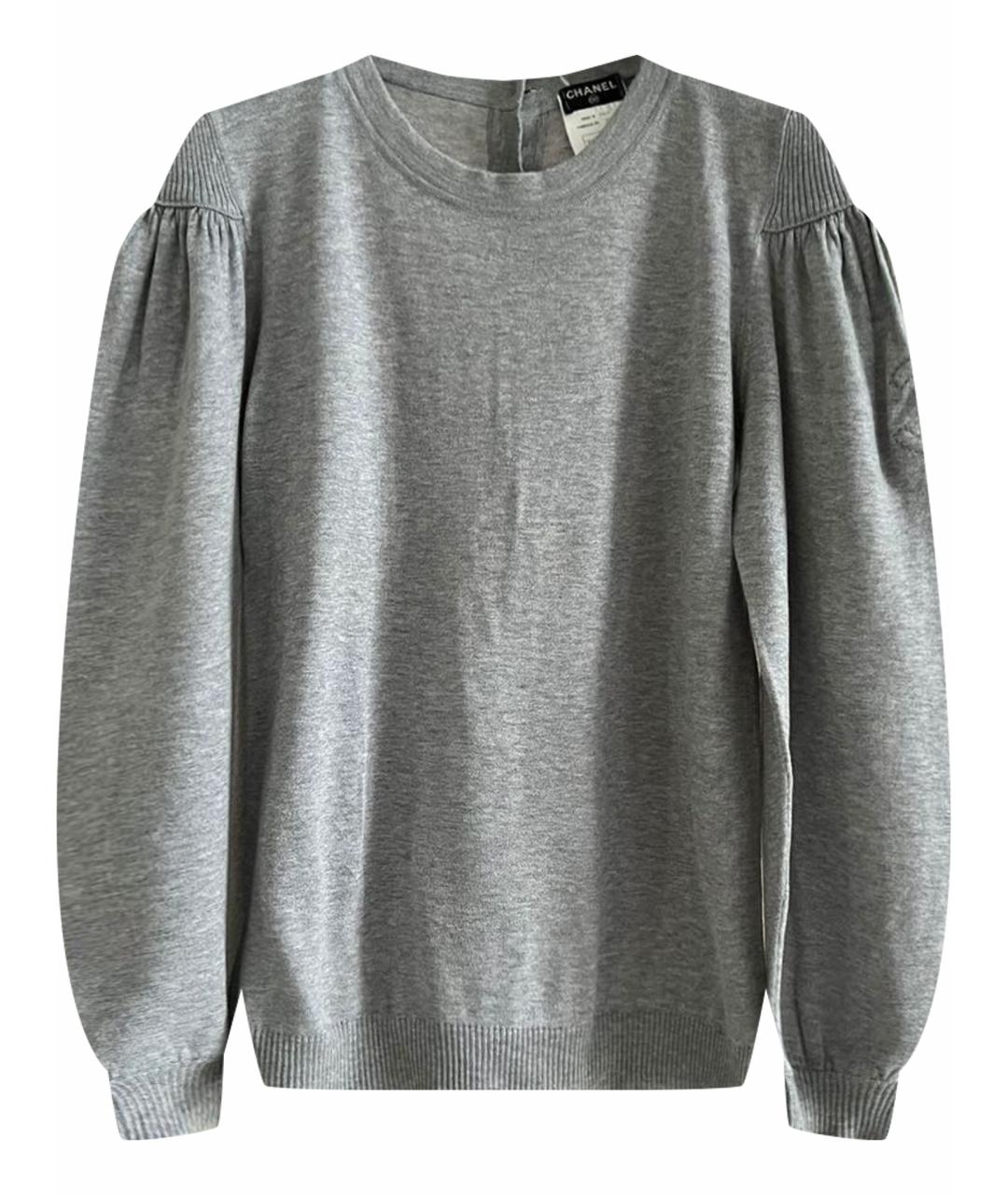 CHANEL Серый хлопковый джемпер / свитер, фото 1