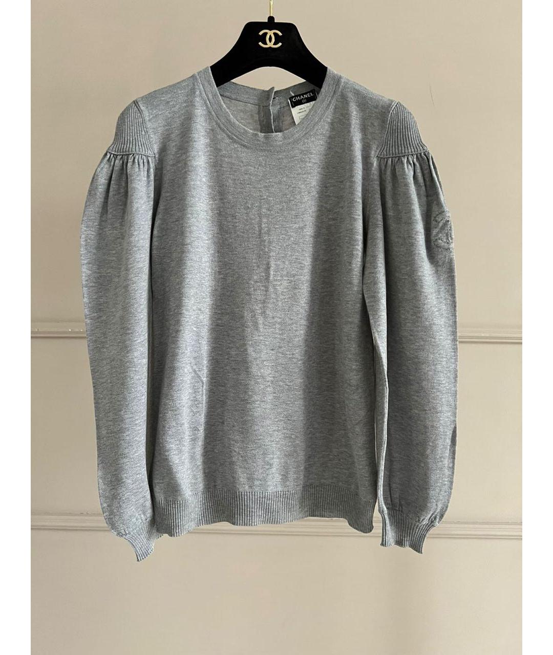 CHANEL Серый хлопковый джемпер / свитер, фото 9