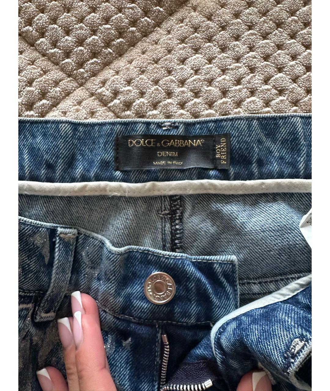 DOLCE&GABBANA Синие хлопковые прямые джинсы, фото 3