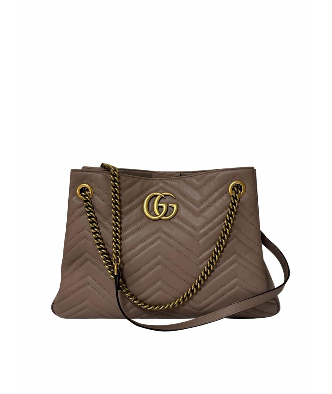 GUCCI Бежевая кожаная сумка через плечо, фото 1