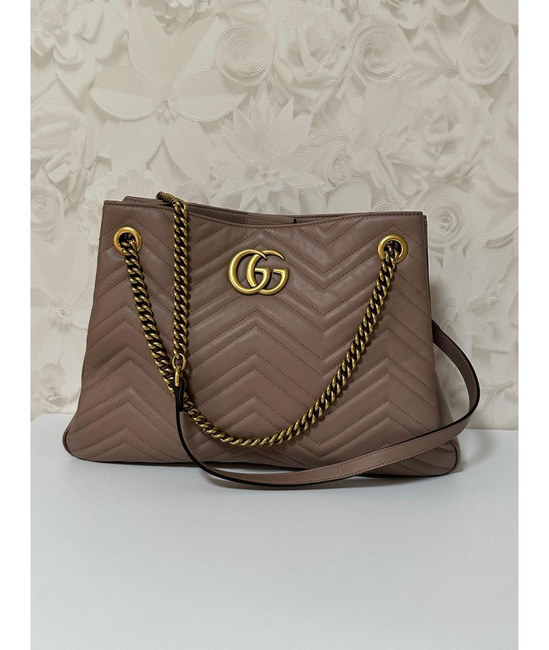 GUCCI Бежевая кожаная сумка через плечо, фото 5
