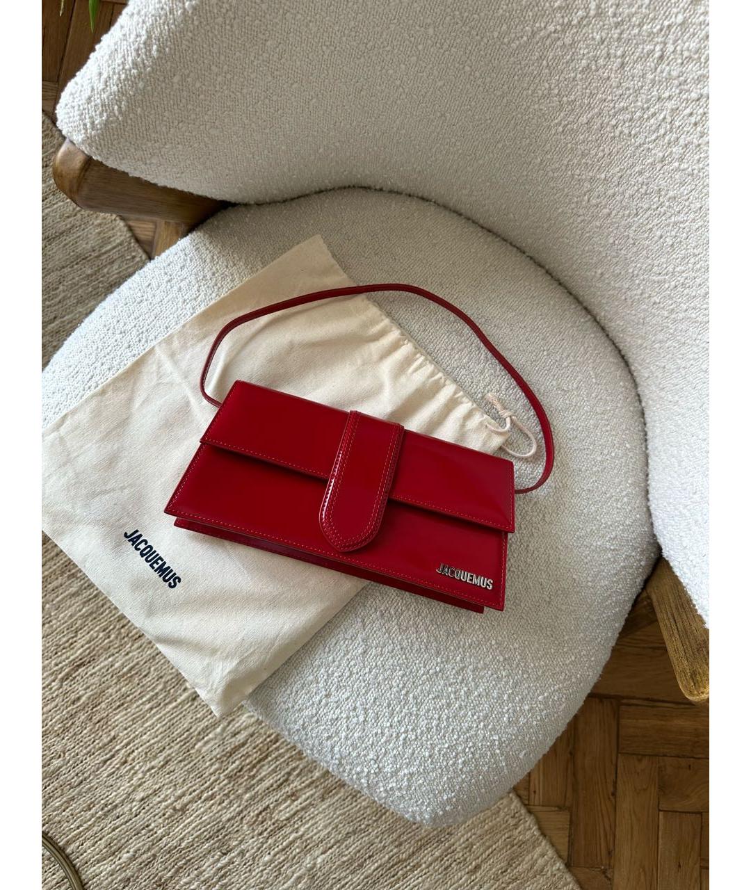 JACQUEMUS Красная кожаная сумка с короткими ручками, фото 7