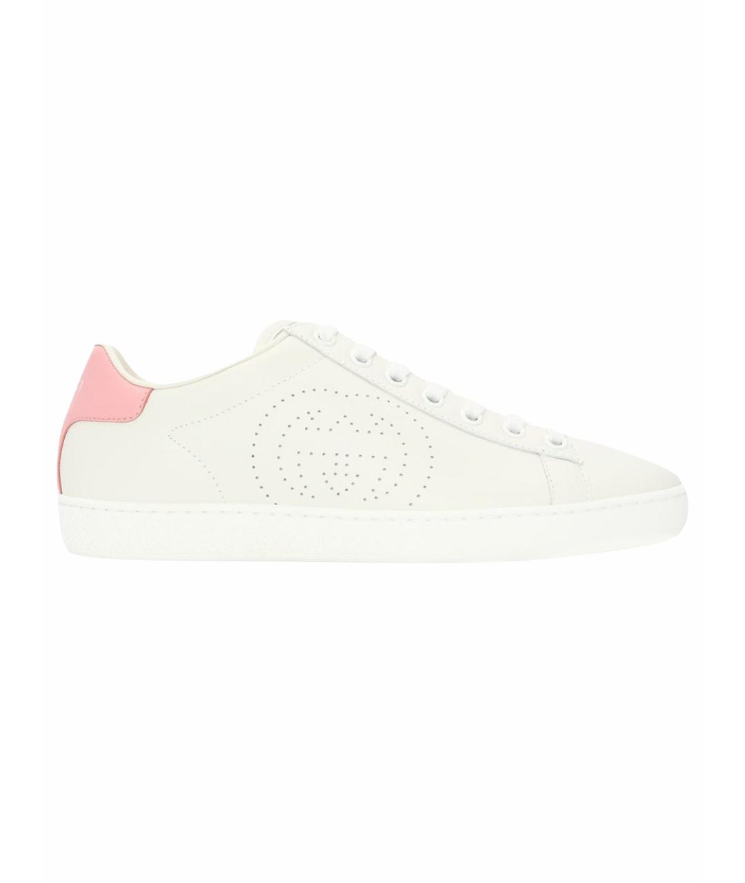 GUCCI Белые кожаные кеды, фото 1