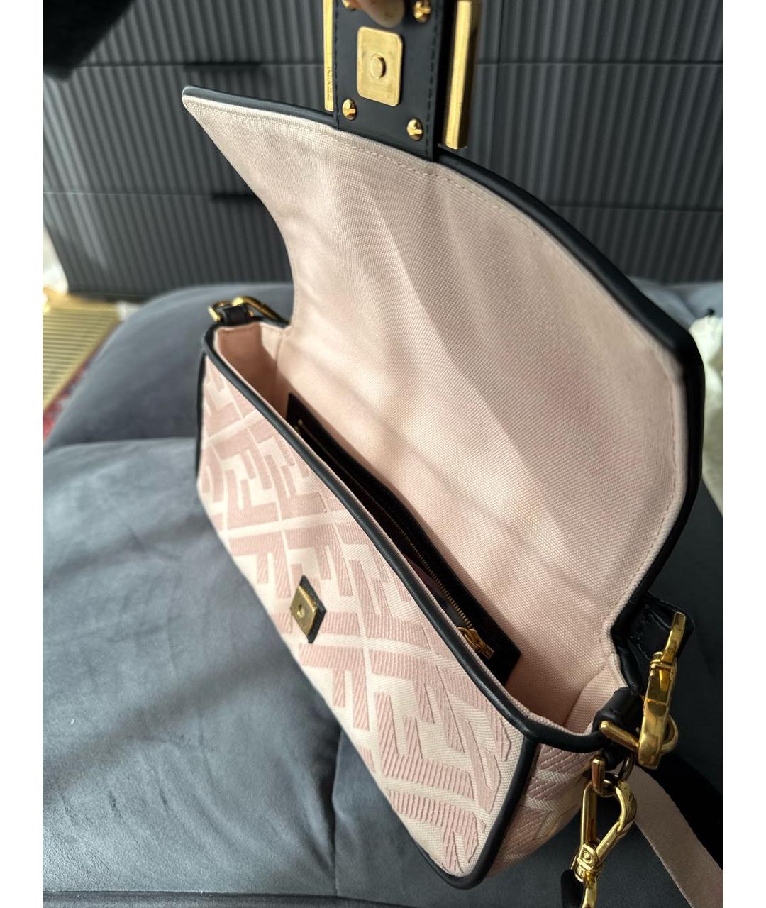 FENDI Розовая тканевая сумка через плечо, фото 4
