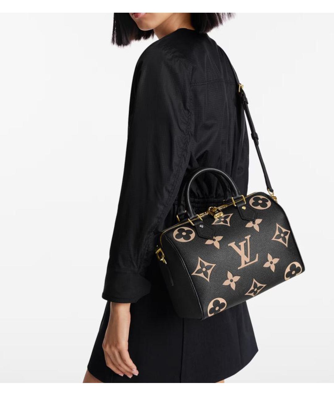 LOUIS VUITTON Черная кожаная сумка с короткими ручками, фото 2