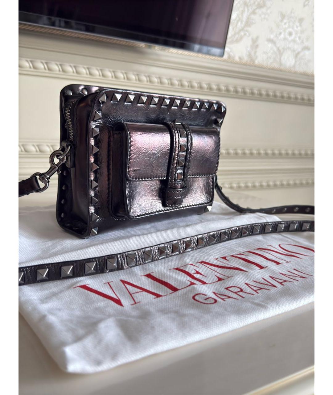 VALENTINO Бордовая кожаная сумка через плечо, фото 2