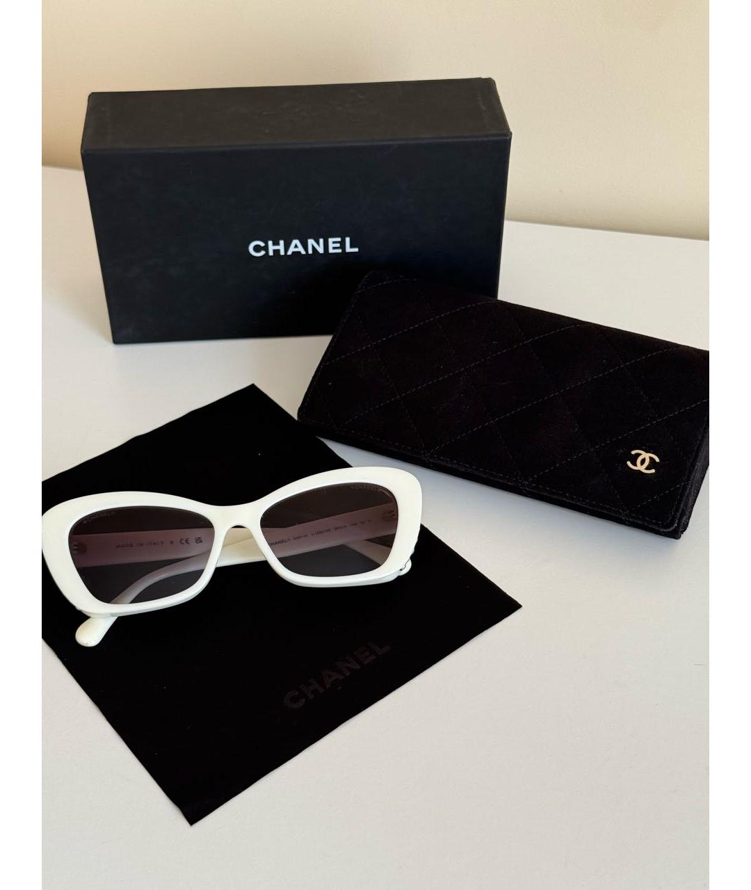 CHANEL Белые пластиковые солнцезащитные очки, фото 5