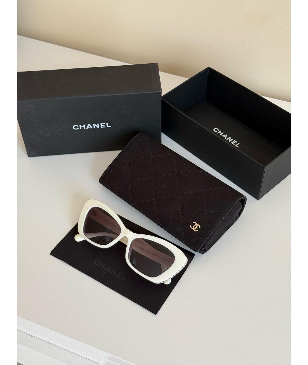 CHANEL Белые пластиковые солнцезащитные очки, фото 6