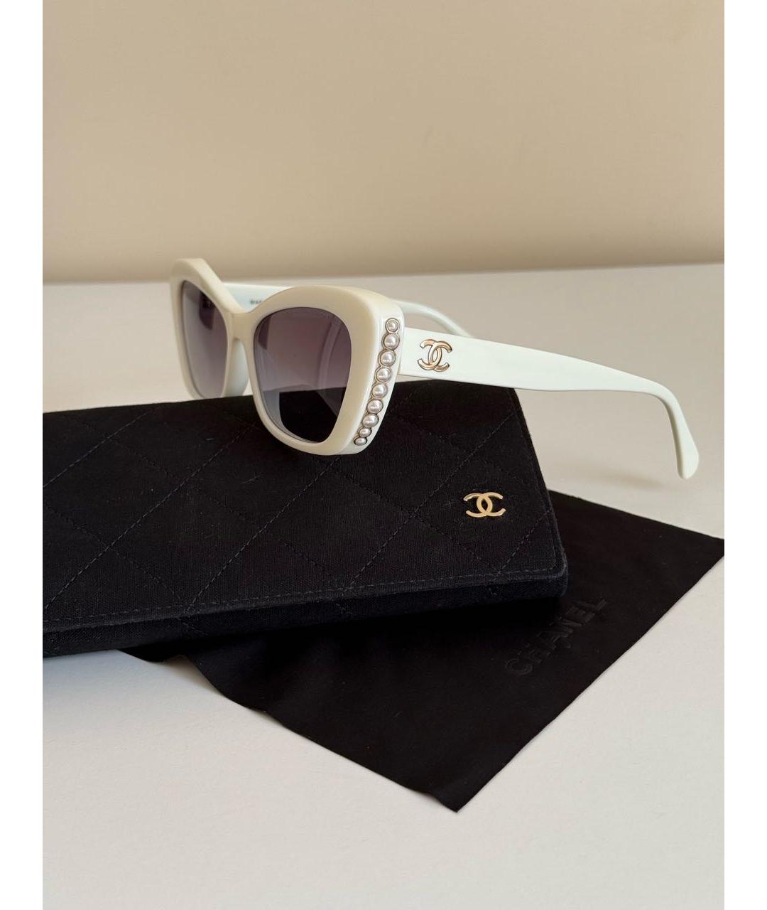 CHANEL Белые пластиковые солнцезащитные очки, фото 7