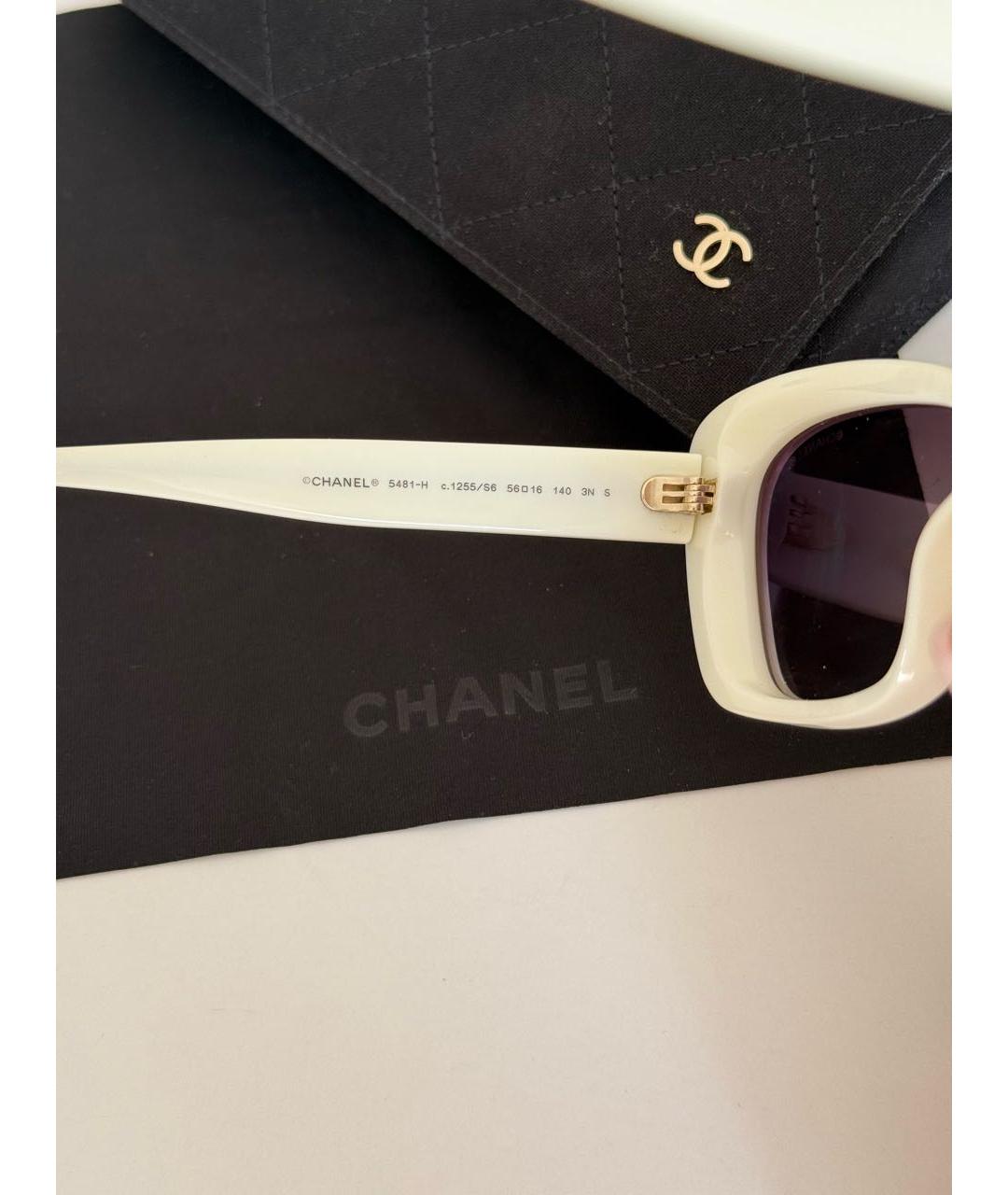 CHANEL Белые пластиковые солнцезащитные очки, фото 8
