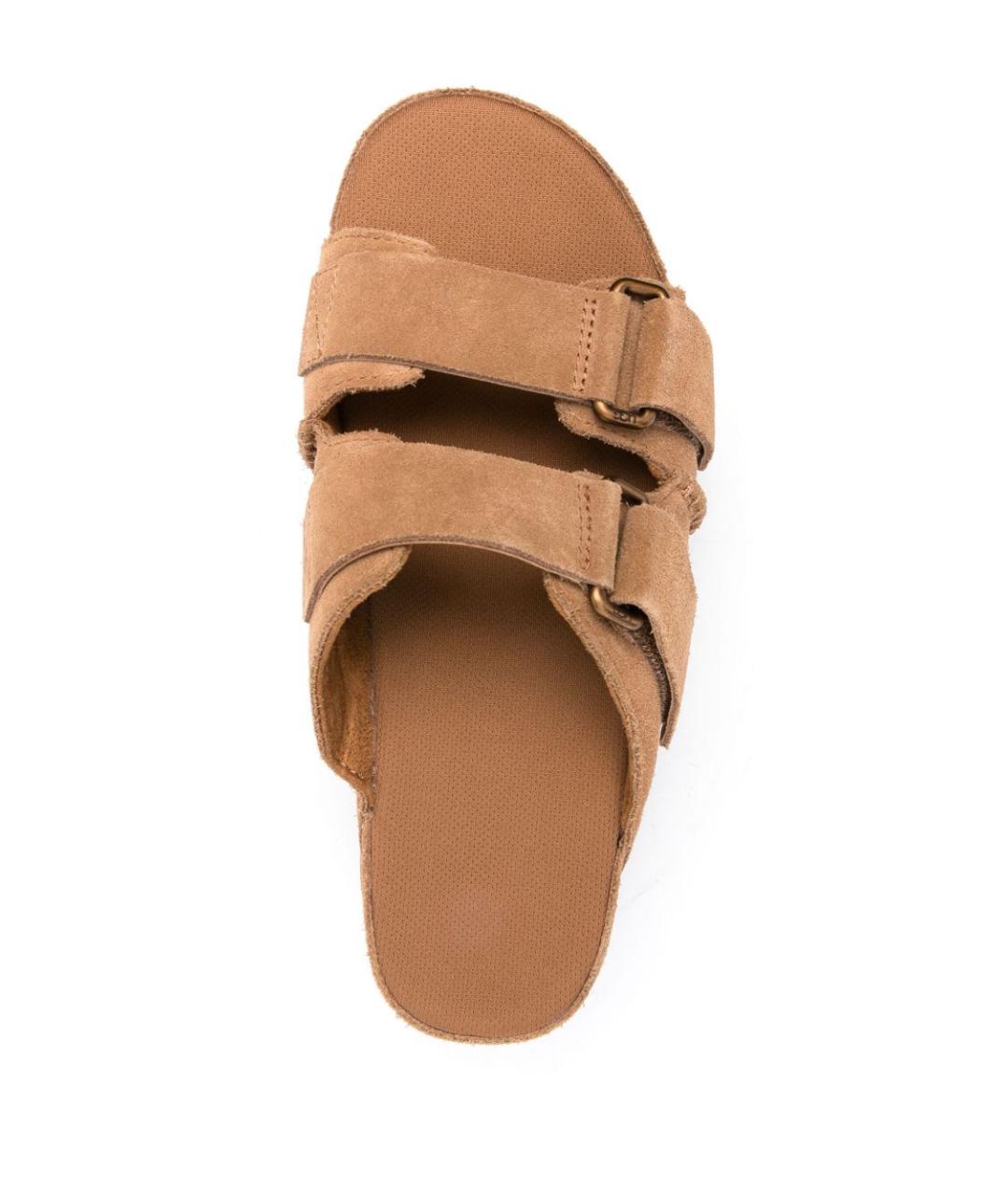 UGG AUSTRALIA Коричневые кожаные сабо, фото 3