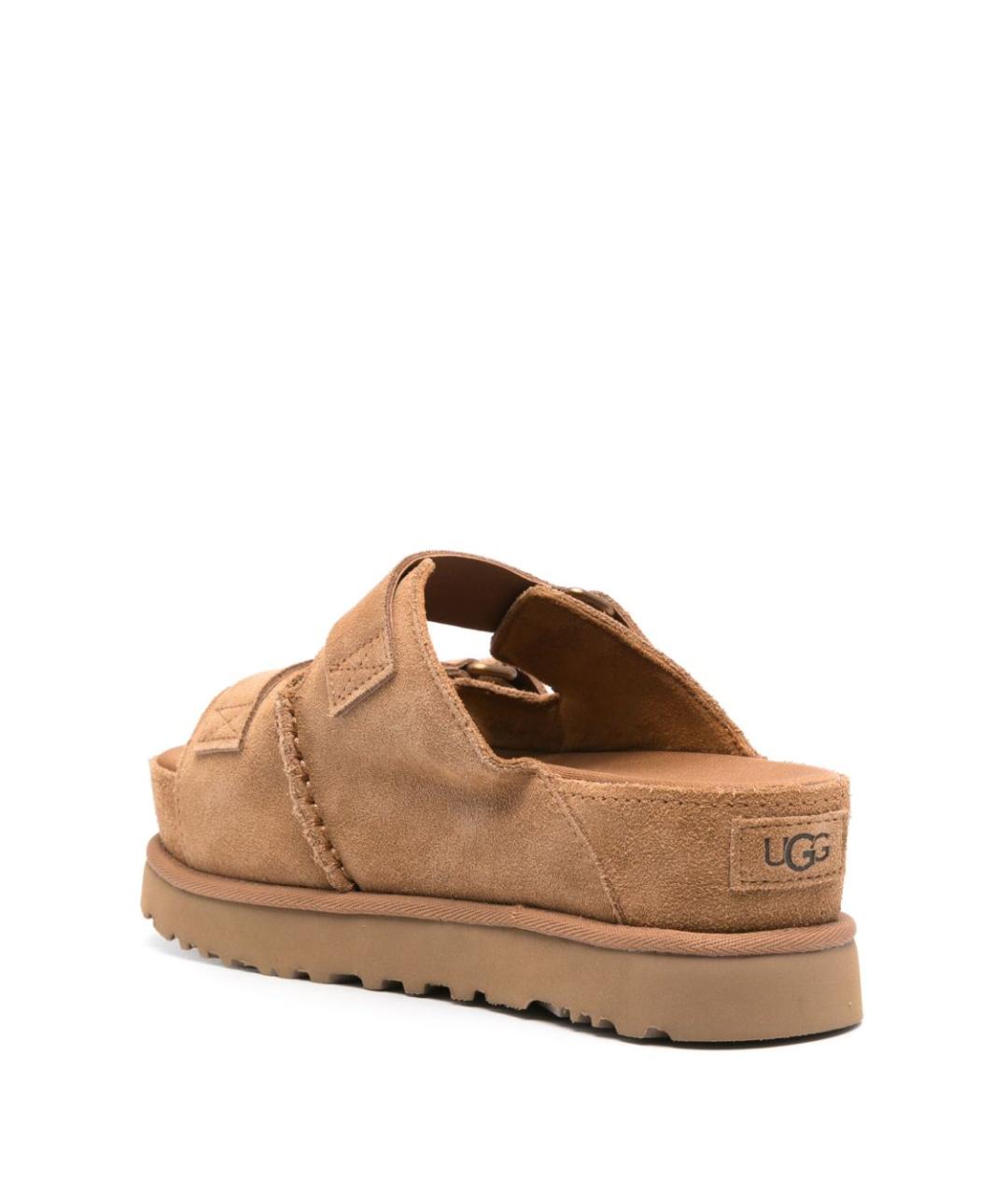 UGG AUSTRALIA Коричневые кожаные сабо, фото 4